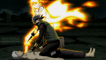 Картинка аниме naruto режим кьюби нечистивое воскрешение наруто обито учиха какаши хатаке минато намикадзе