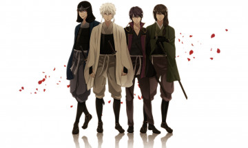 Картинка аниме gintama мечи лепестки самураи гинтама takasugi shinsuke tatsuma sakamoto katsura kotaro sakata gintoki катаны