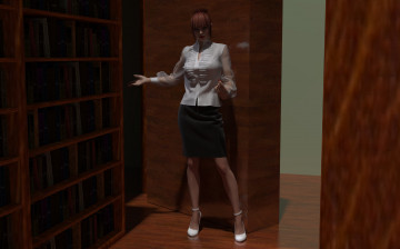 Картинка 3д+графика fantasy+ фантазия девушка коридор