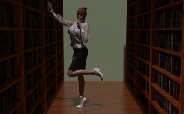 обоя 3д графика, fantasy , фантазия, коридор, девушка