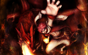 Картинка fairy+tail аниме битва дракон парень