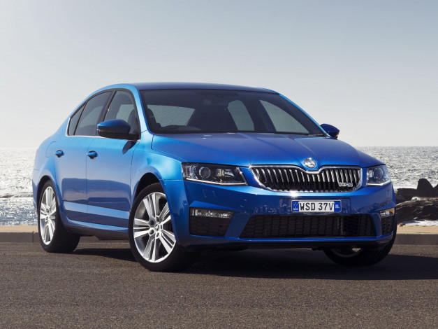 Обои картинки фото автомобили, skoda, rs, octavia, синий, 2014, 5e, au-spec