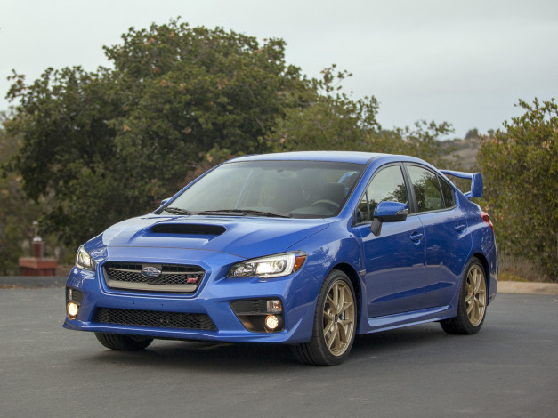 Обои картинки фото автомобили, subaru, синий, 2014г, sti, wrx