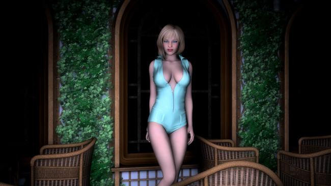 Обои картинки фото 3д графика, people , люди, фон, взгляд, девушка, кресла