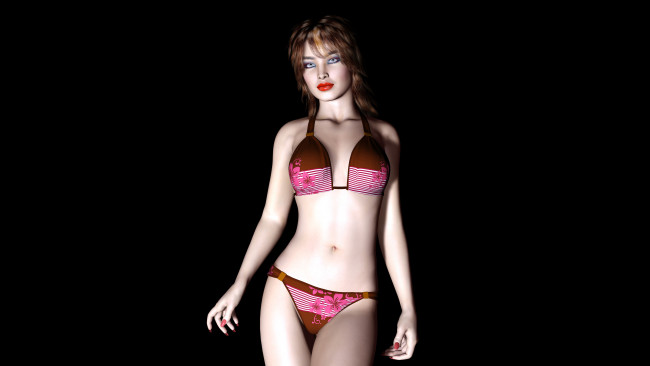 Обои картинки фото 3д графика, people , люди, купальник, взгляд, девушка