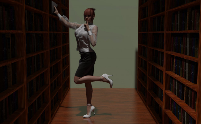 Обои картинки фото 3д графика, fantasy , фантазия, коридор, девушка