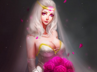 Картинка аниме unknown +другое девушка арт свадьба букет