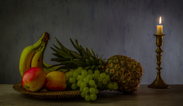 Картинка еда натюрморт свеча фрукты