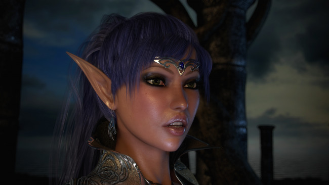 Обои картинки фото 3д графика, эльфы , elves, эльфийка, взгляд, фон