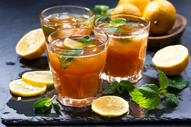 Обои картинки фото еда, напитки,  Чай, мята, лимон, чай, напиток