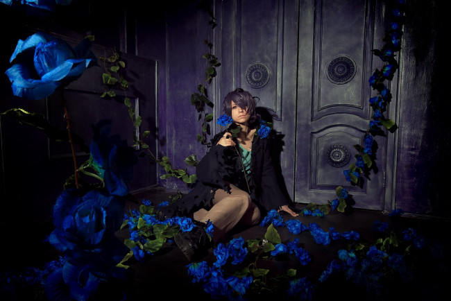 Обои картинки фото разное, cosplay , косплей, розы, парень, иб, игра