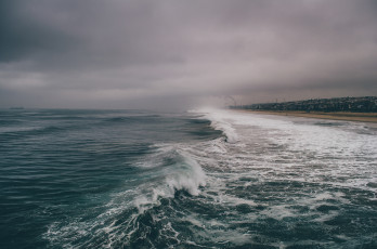 Картинка природа побережье вода море волны тучи океан небо пляж