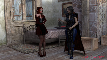 Картинка 3д+графика фантазия+ fantasy девушки взгляд фон существо