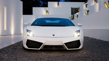 Картинка автомобили lamborghini gallardo ламборгини кактусы двор белый