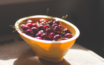Картинка еда вишня +черешня вишни миска