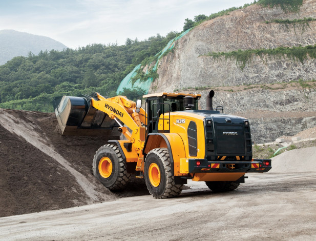 Обои картинки фото техника, фронтальные погрузчики, hyundai