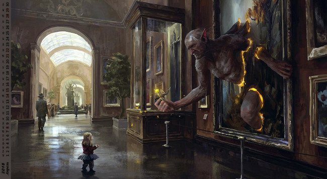 Обои картинки фото календари, фэнтези, существо, музей
