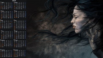 Картинка календари рисованные +векторная+графика профиль лицо женщина