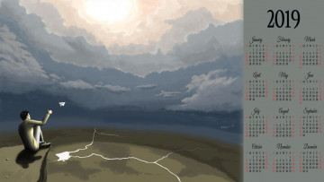 Картинка календари рисованные +векторная+графика мужчина самолет