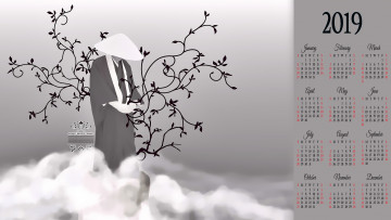 Картинка календари рисованные +векторная+графика человек шляпа узор фон