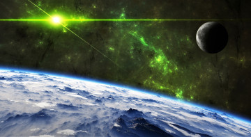 Картинка космос арт планеты спутник вспышка