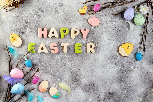Обои картинки фото праздничные, пасха, яйца, верба, перья