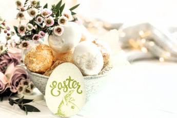 Картинка праздничные пасха яйца цветы