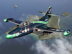 Картинка f9f panther авиация 3д рисованые graphic