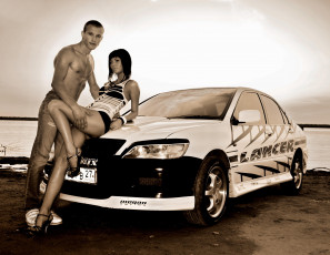 Картинка автомобили авто девушками парень девушка пляж