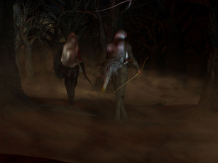 Картинка 3д графика amazon амазонки девушки оружия ночь