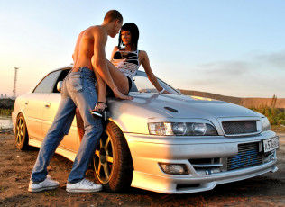 Картинка автомобили авто девушками пляж девушка парень