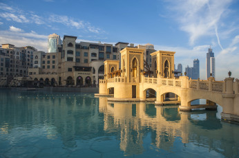 Картинка города дубаи+ оаэ мост вода