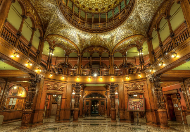 Обои картинки фото flagler college hall, интерьер, холлы,  лестницы,  корридоры, свод, холл, галерея, декор