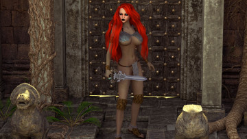 Картинка 3д+графика амазонки+ amazon взгляд девушка оружие фон