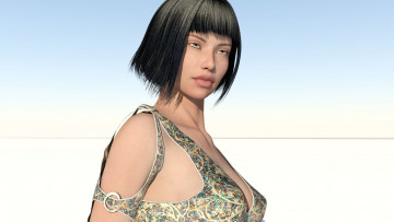 Картинка 3д+графика люди+ people девушка взгляд фон