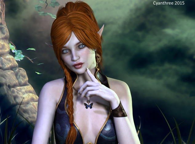 Обои картинки фото 3д графика, эльфы , elves, фон, взгляд, эльфийка