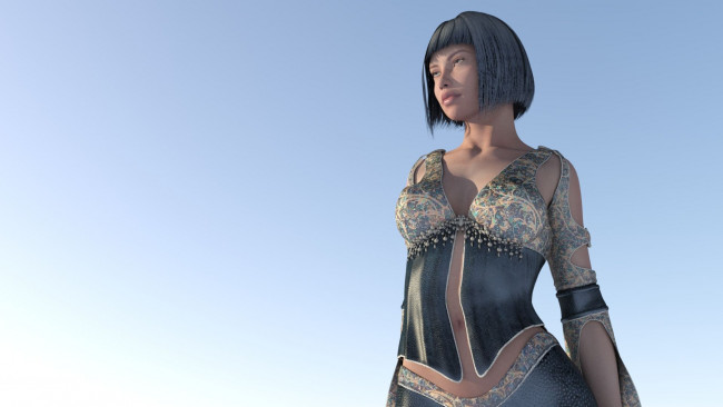 Обои картинки фото 3д графика, люди , people, взгляд, девушка, фон