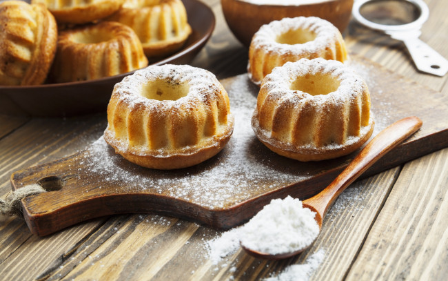 Обои картинки фото еда, пирожные,  кексы,  печенье, выпечка, кексы, пудра, сахар