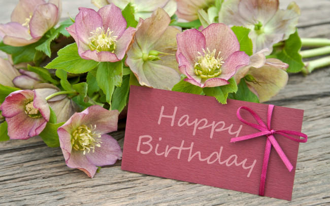 Обои картинки фото праздничные, день рождения, birthday, happy, flowers, цветы, открытка