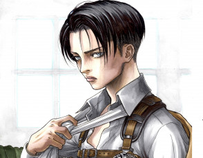 Картинка аниме shingeki+no+kyojin леви