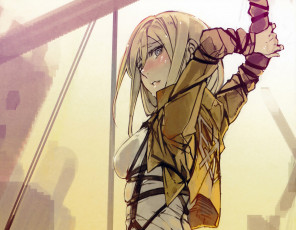 Картинка аниме shingeki+no+kyojin девушка