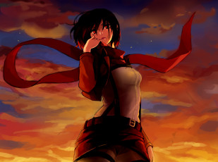 Картинка аниме shingeki+no+kyojin микаса