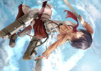 Картинка аниме shingeki+no+kyojin микаса