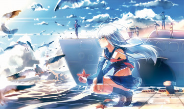 Картинка аниме aoki+hagane+no+arpeggio девушка взгляд фон