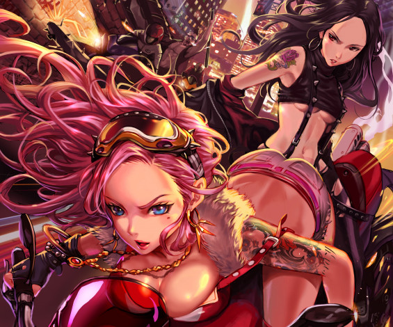 Обои картинки фото аниме, furyou michi gang road, девушки