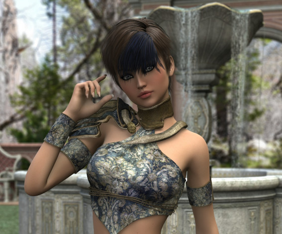 Обои картинки фото 3д графика, люди , people, девушка, взгляд, фон