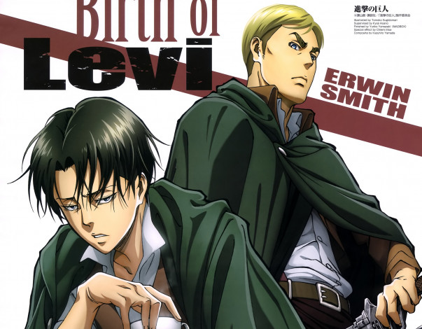 Обои картинки фото аниме, shingeki no kyojin, леви, эрвин