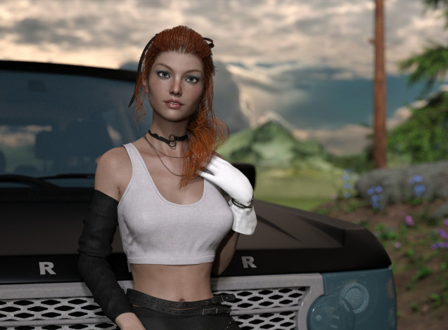 Обои картинки фото 3д графика, люди , people, взгляд, девушка, фон