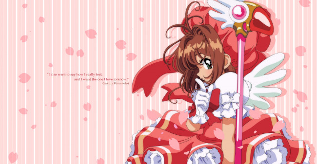 Обои картинки фото аниме, card captor sakura, фон, взгляд, девушка