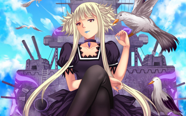 Обои картинки фото аниме, aoki hagane no arpeggio, девушка, взгляд, фон